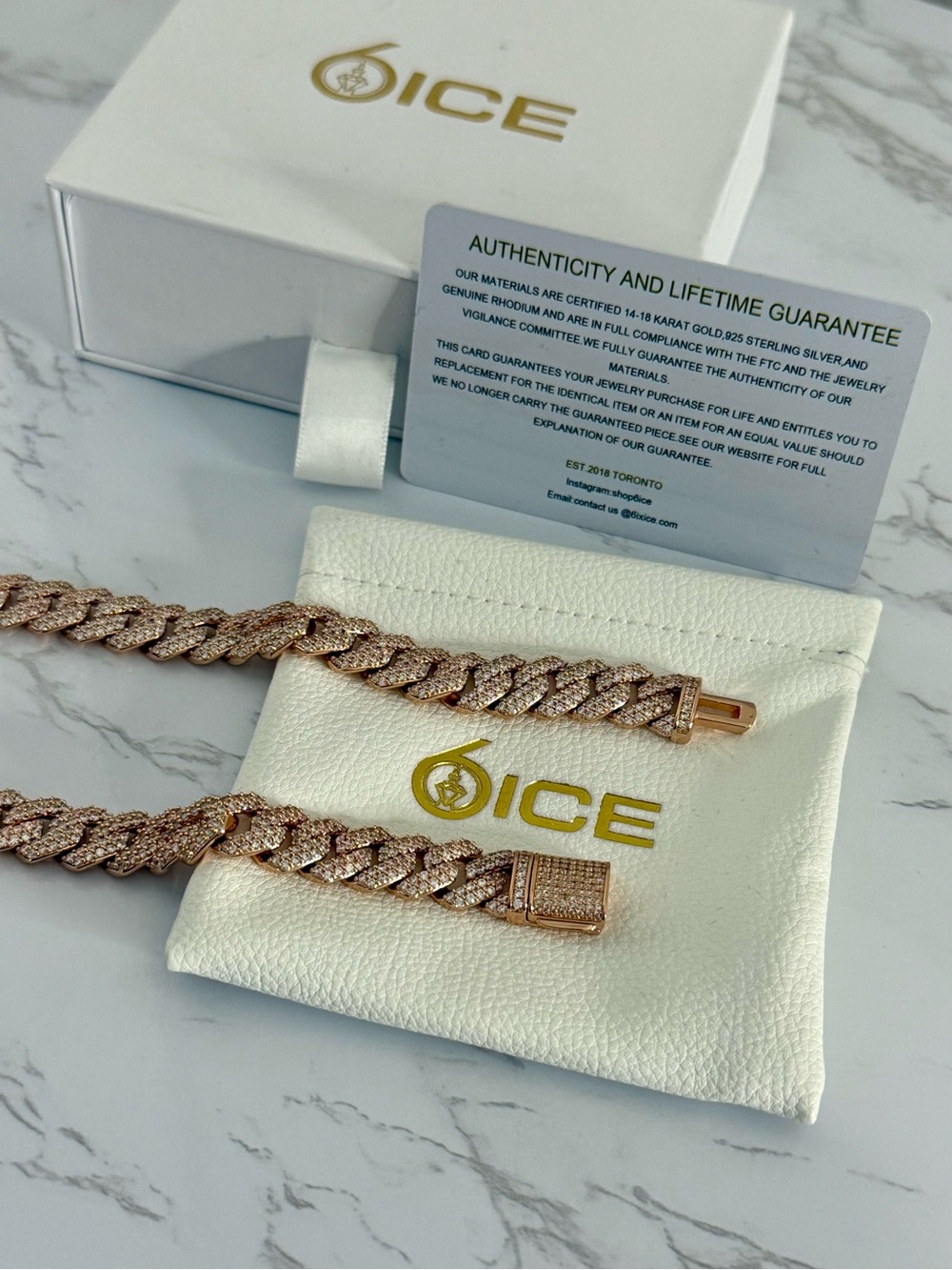 6 Ice Rose Gold Cuban Link Chain - Picture 1 of 4